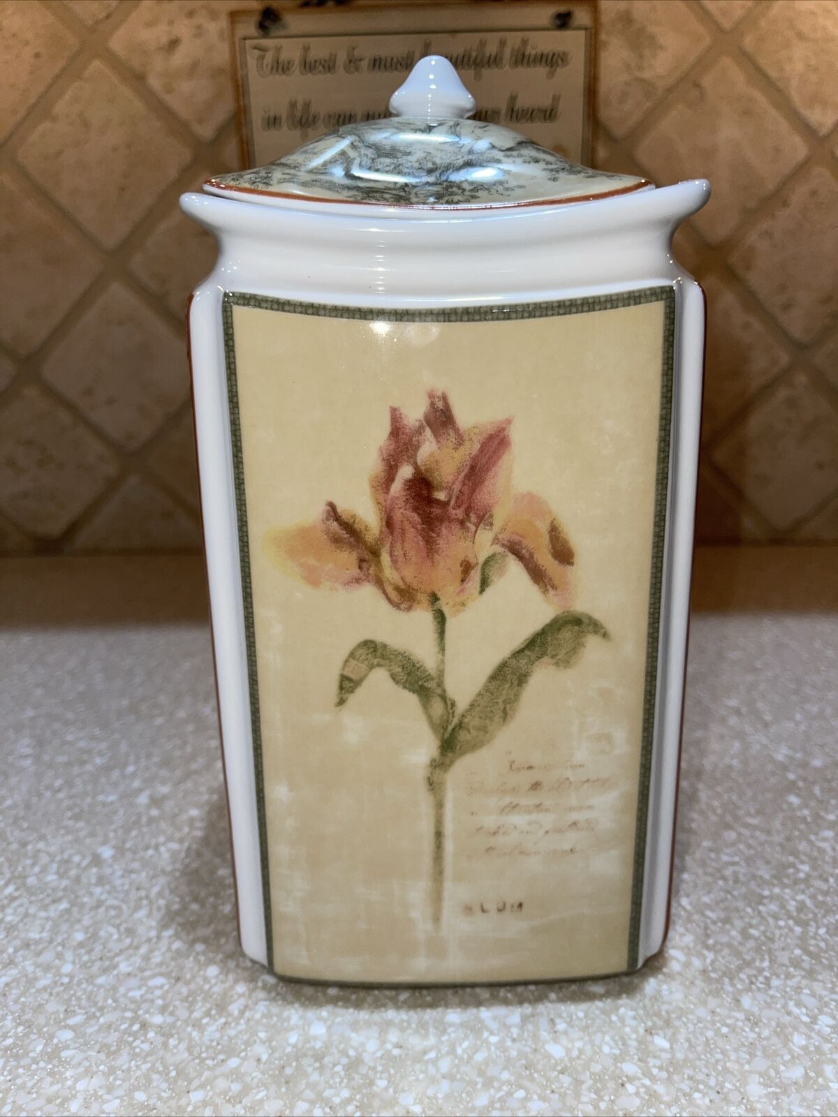 Vintage Cheri Blum For 222 Fifth “Giverny”Canister  With Lid-10.5 “H