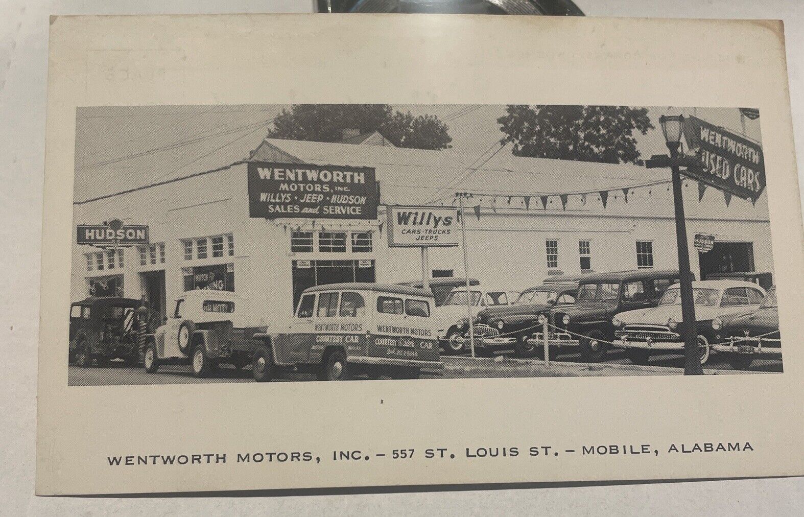 c1950 RPPC  Wentworth Motors St. Louis St Mobile Alabama Al Postcard Jeep Willys