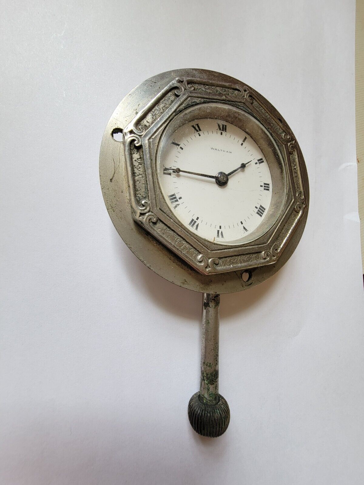Antique Waltham Manual Wind 8 Day Car Clock 15 Jewel Adjusted Automobile Vintage