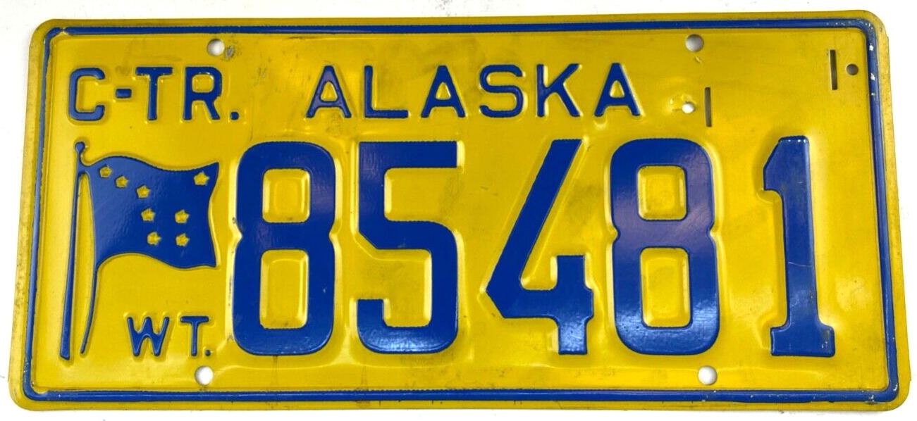 Vintage 1950s Alaska Commercial Truck 85481 License Plate Garage Wall Collector