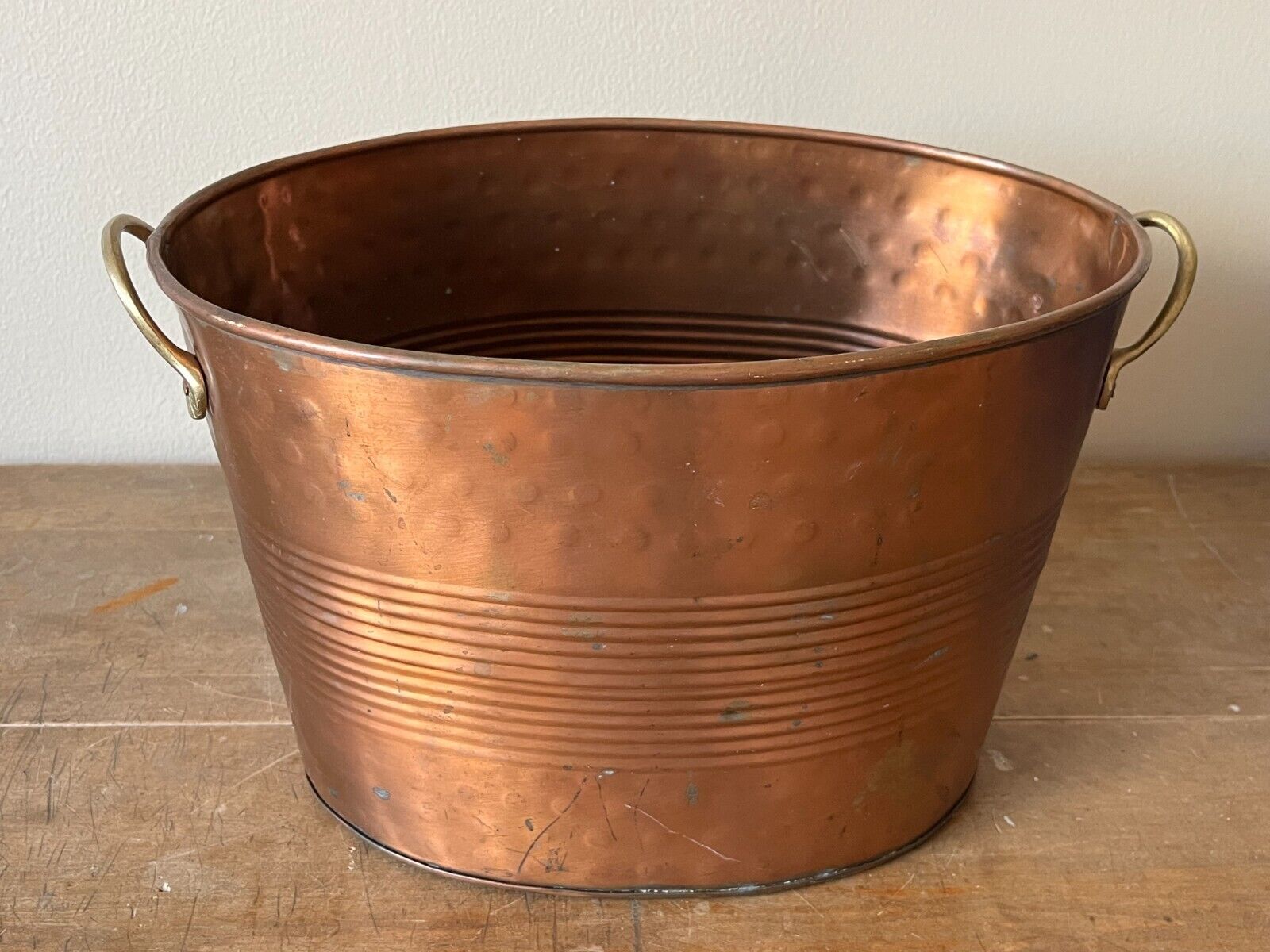 Vtg Wine Ice Bucket Brass Planter with Handles
