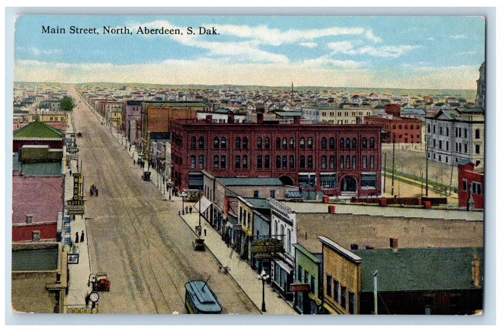c1910's Aerial View Main Street North Aberdeen South Dakota SD Antique Postcard