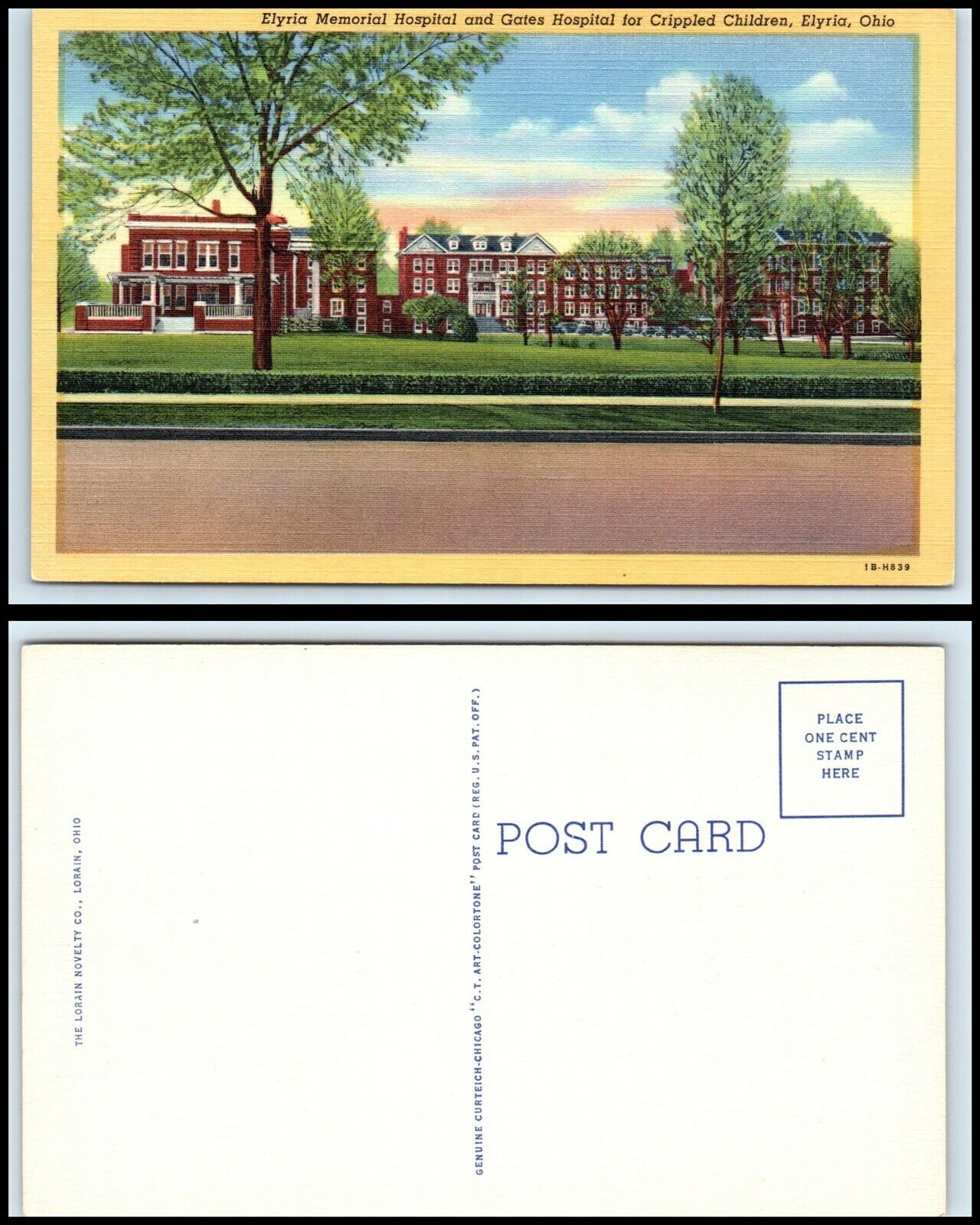 OHIO Postcard - Elyria Memorial Hospital, Gates Hospital Crippled Children O16