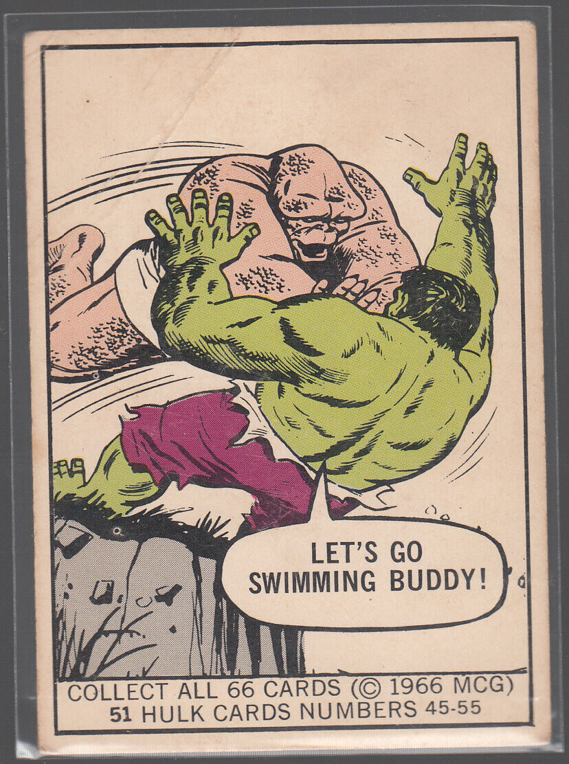 1966 Donruss Marvel Super Heroes #51 INCREDIBLE HULK Let\'s Go Swimming Buddy