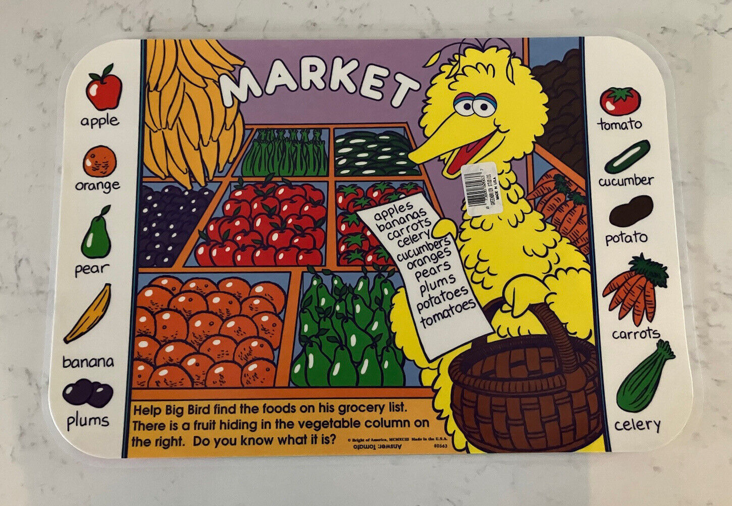 Three Sesame Street Vintage 90s Laminated Double Sided Placemats