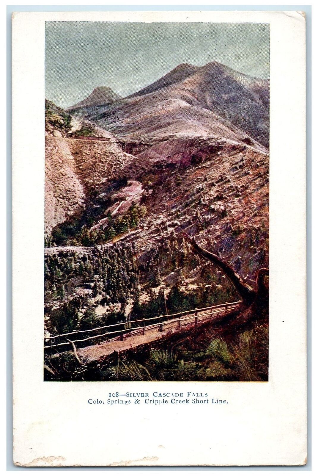 c1905 Silver Cascade Falls Spring Cripple Creek Short Line Colorado CO Postcard