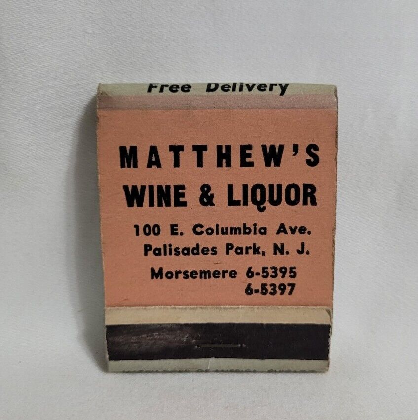 Vintage Matthew\'s Wine Liquor Store Girlie Matchbook Palisades Park Advertising