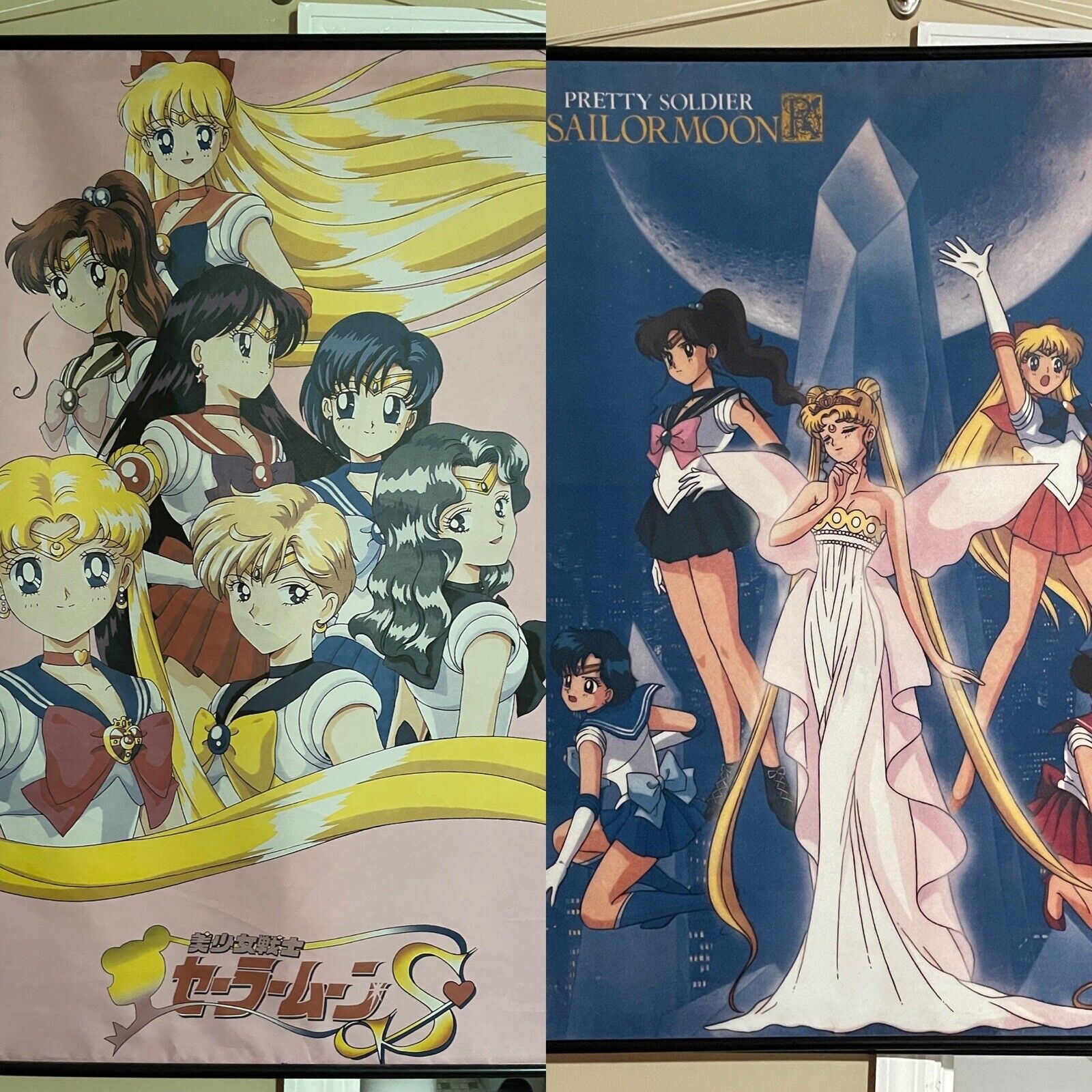 2 pcs Lot of Vintage Sailor Moon Wall Scrolls 32x44in - neo princess serenity