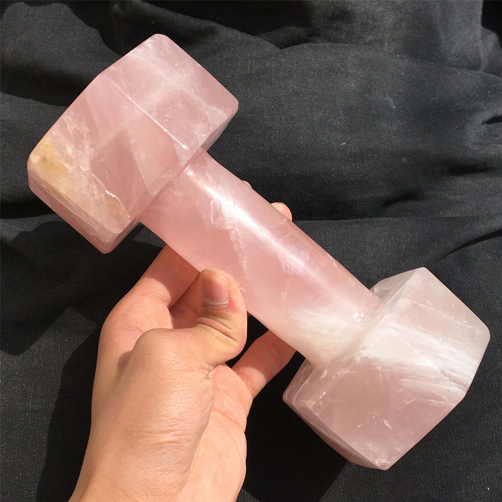 3.82LB Top Natural Pink Rose Quartz Dumbbell Hand Carved Crystal Healing.XK1862