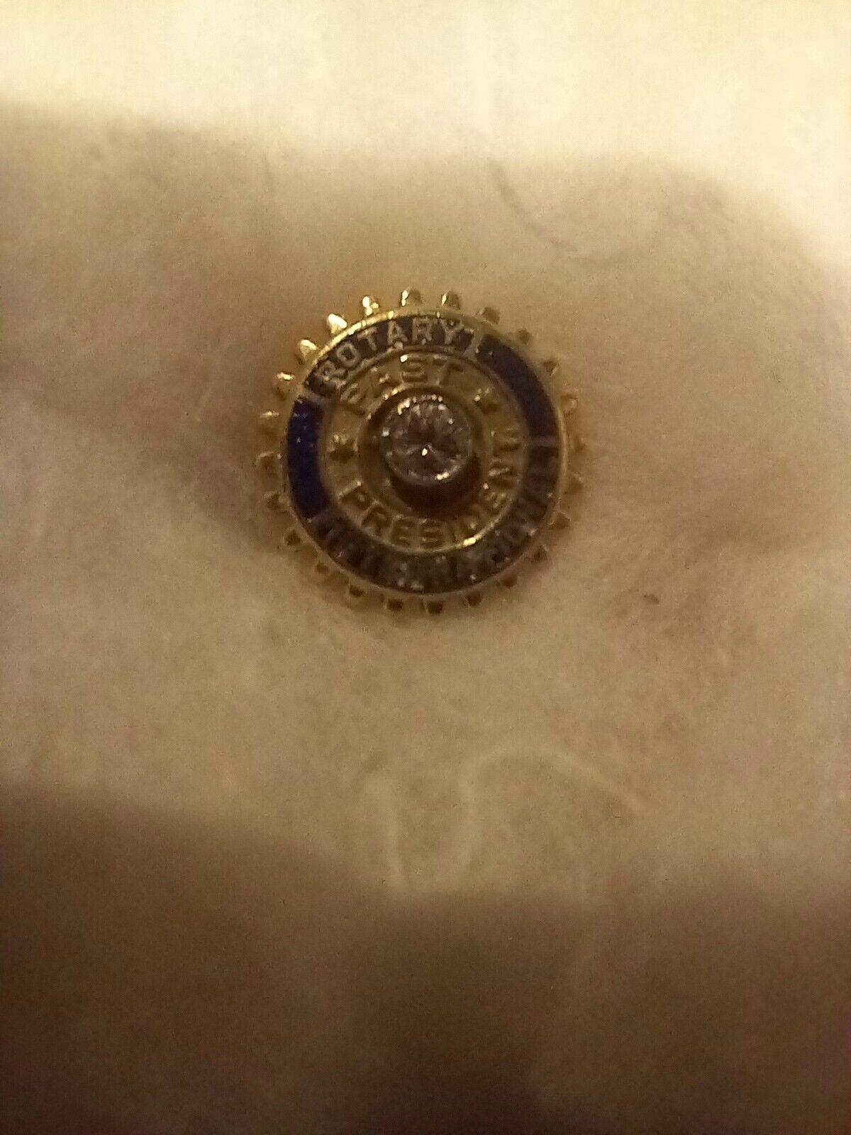 Vintage Rotary International Past President 14k Gold Diamond Pin