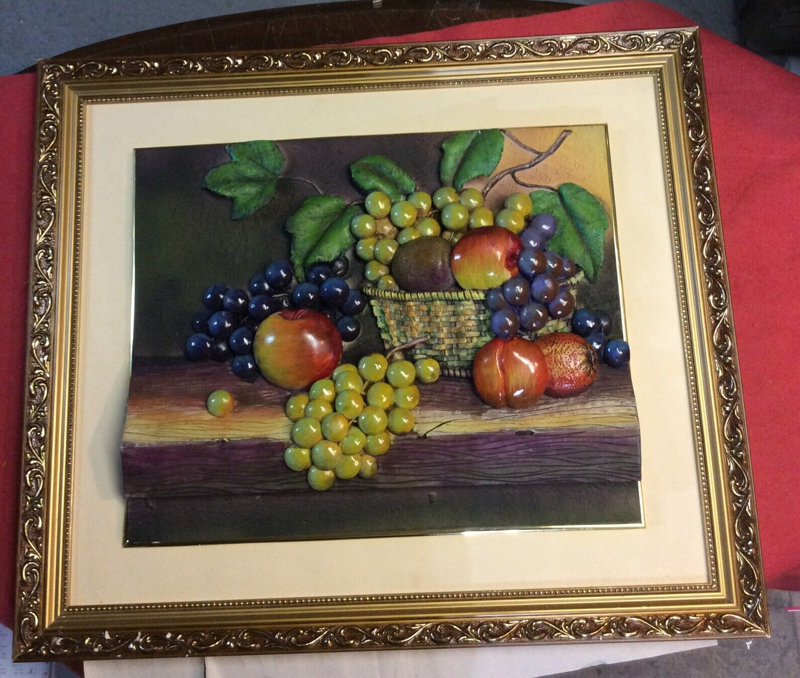 Vintage Framed 3 D Hand Painted Polystone Wall Plaque 24” X 28” Item # WPO175L