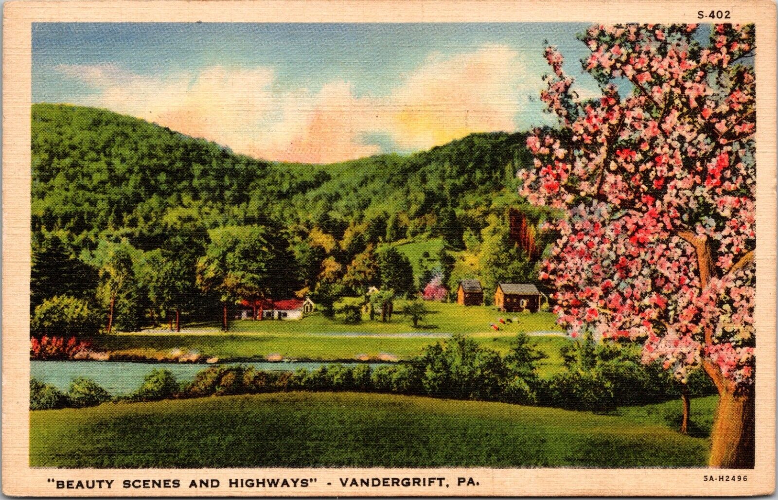 Beauty Scenes and Highways Vandergrift Pennsylvania Linen Postcard E6