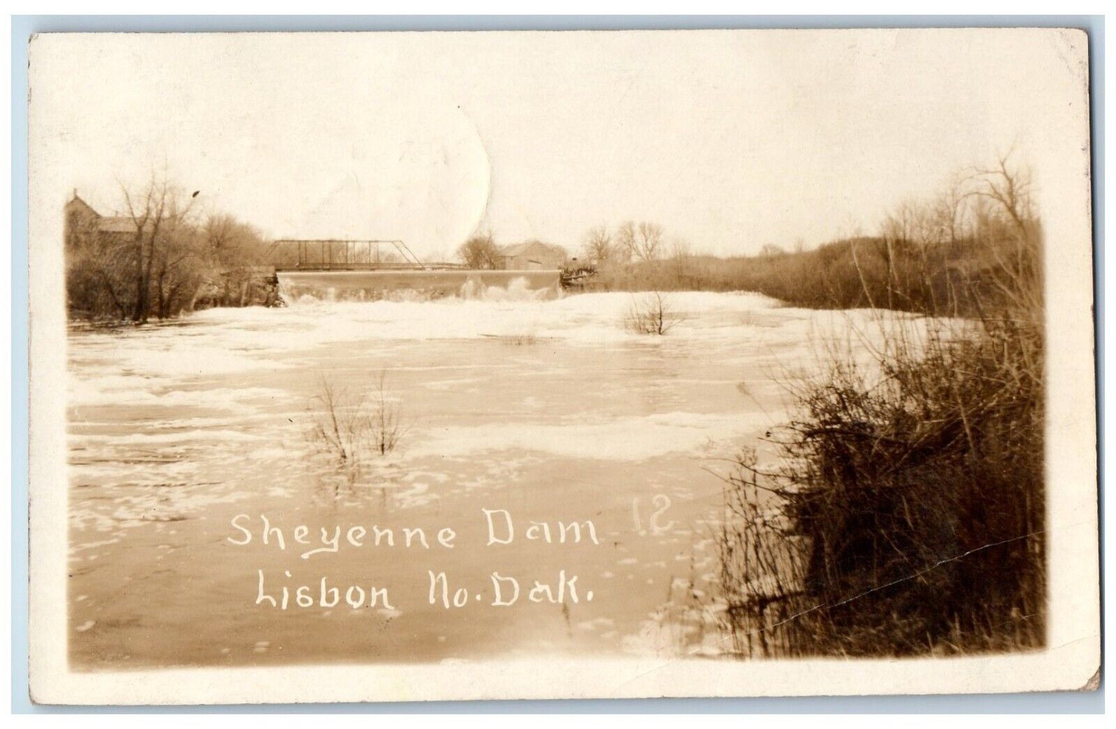 Lisbon North Dakota ND Postcard RPPC Photo View Of Sheyenne Dam 1919 Antique