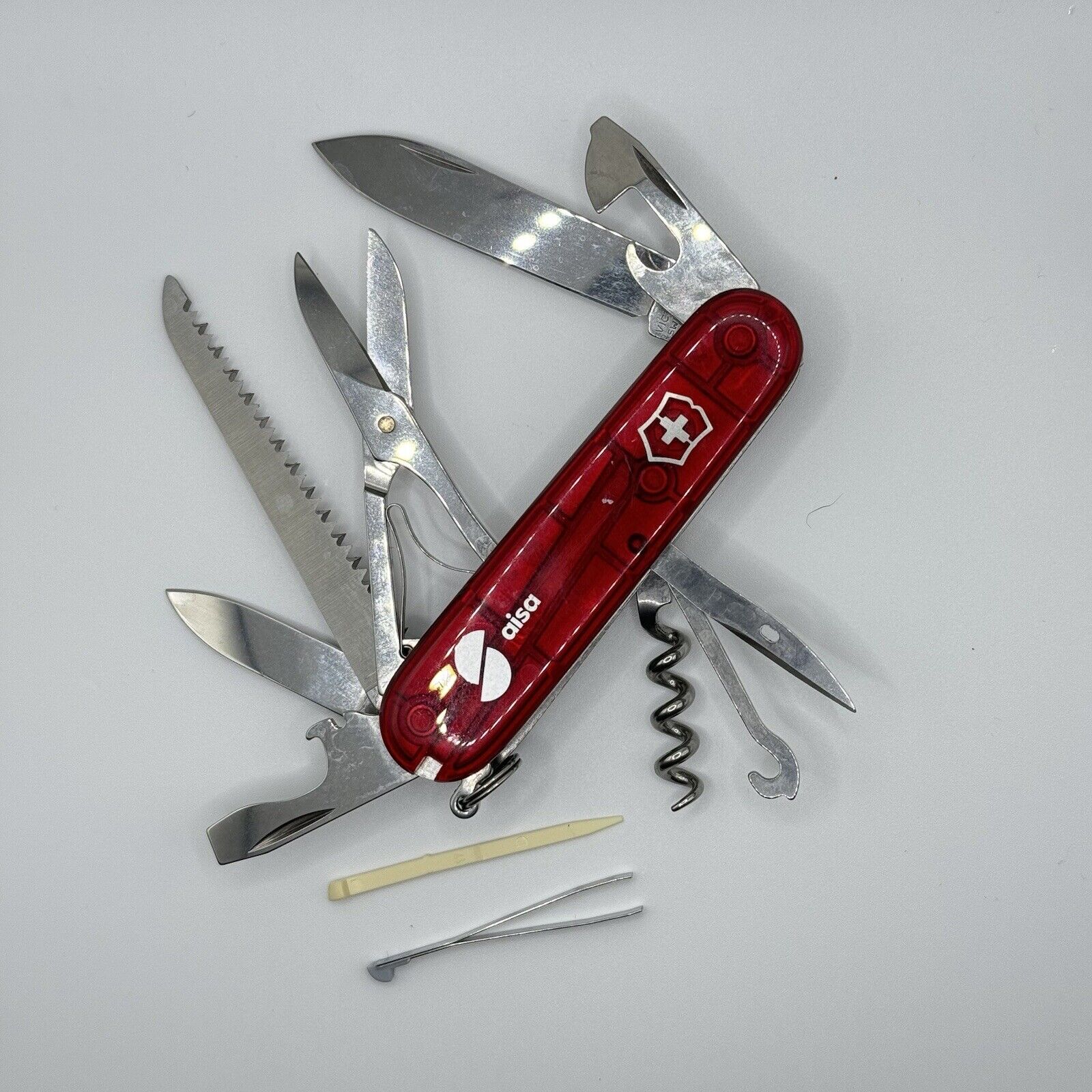 Victorinox Huntsman Swiss Army Pocket Knife - Transparent Ruby Red - 91mm