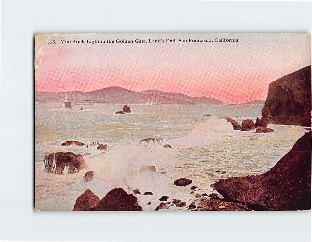 Postcard Mile Rock Light Golden Gate Land\'s End San Francisco California USA