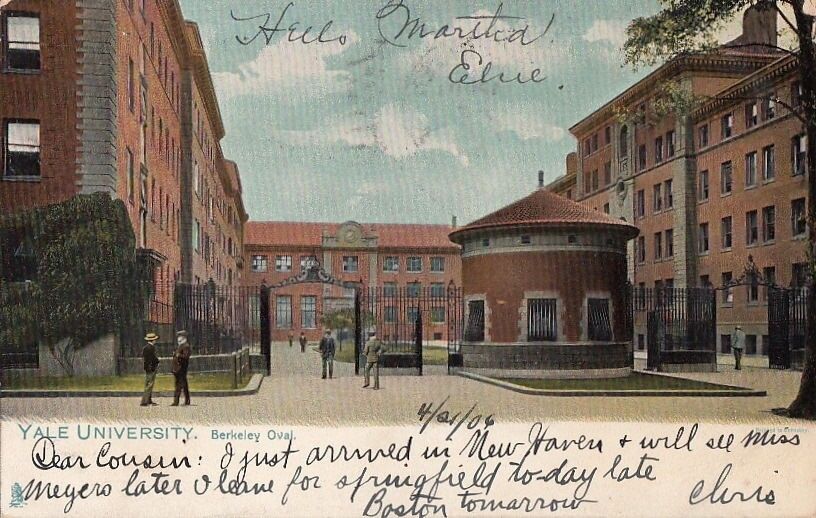Postcard Berkeley Oval Yale University New Haven CT 1906