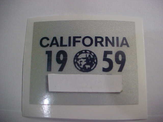 1959 california license plate registration yom sticker  WITH TRACKING