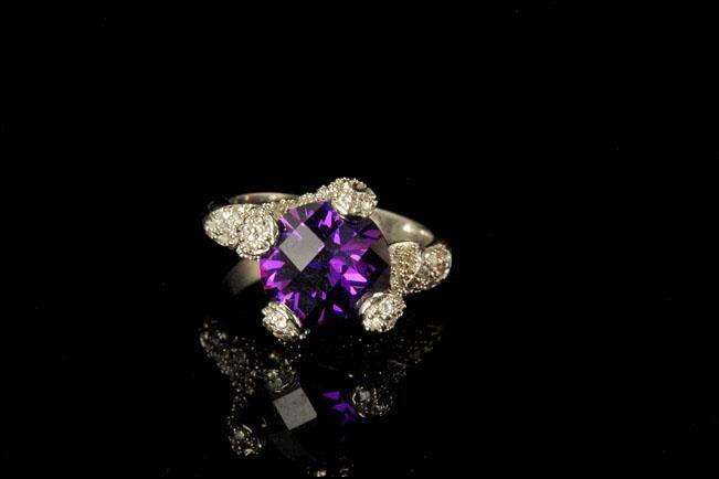 VINTAGE FAUX ALEXANDRITE CZ CUBIC ZIRCONIA 925 STERLING RING  GLM