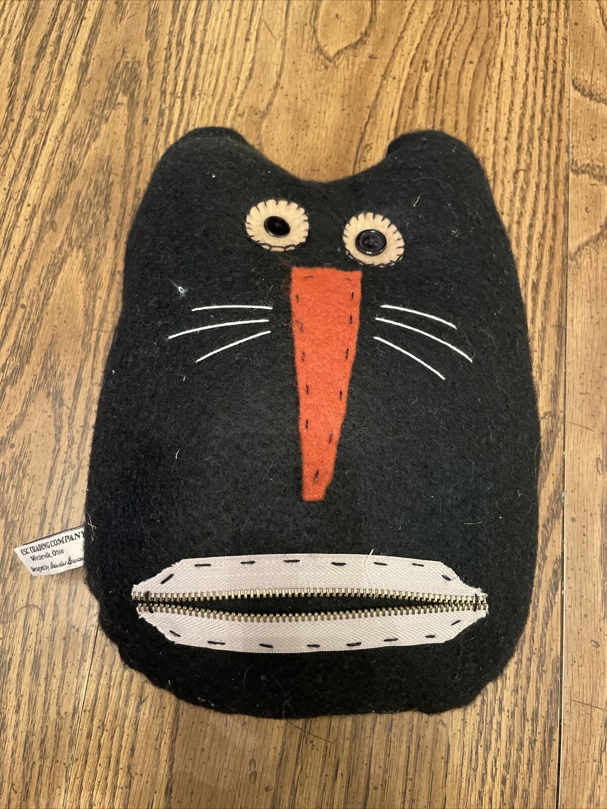 Vintage Black Cat with Zipper Mouth.  ESC Trading Company 2002