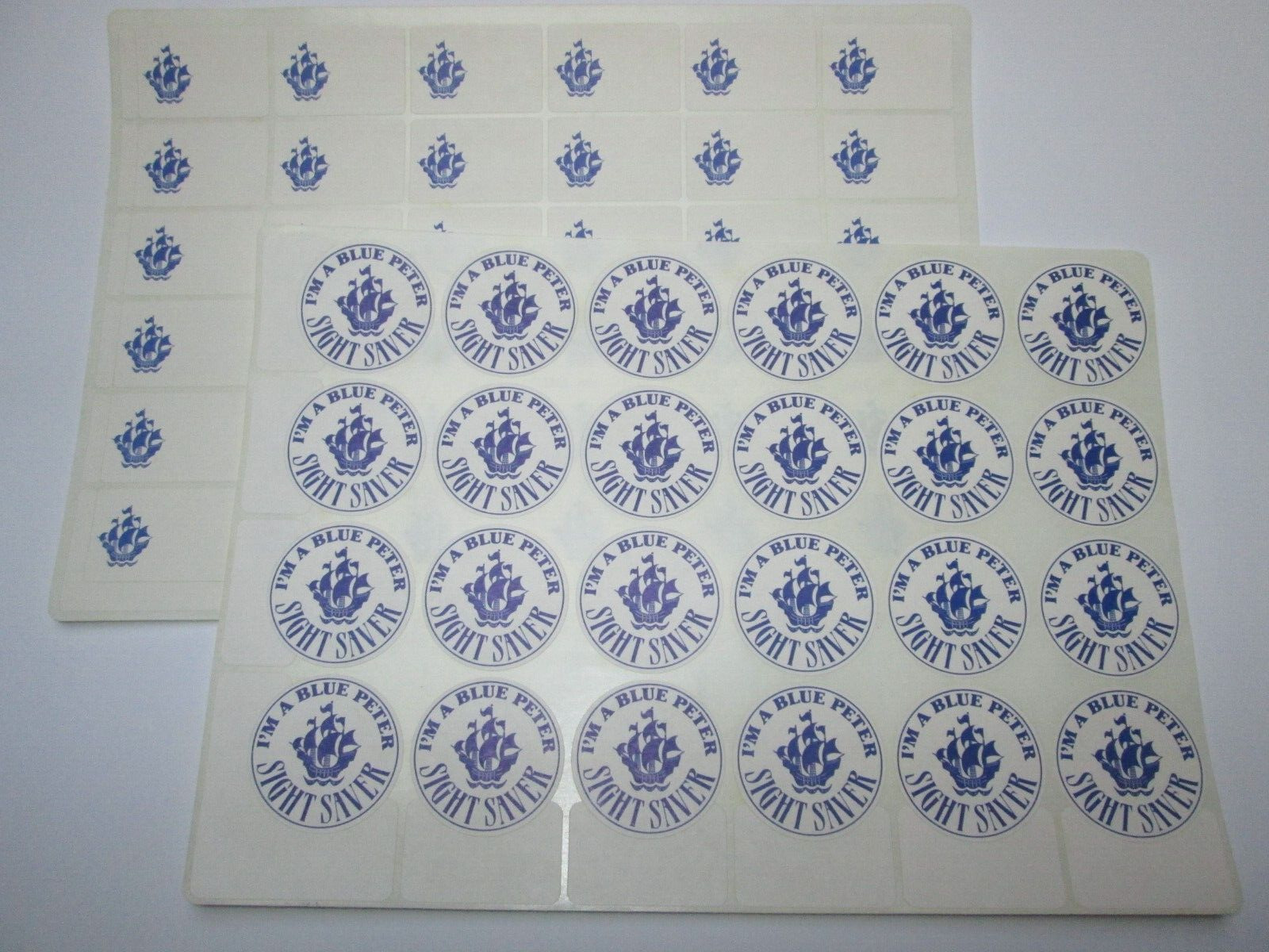 Two Sheets of Original Unused Blue Peter Sight Saver Appeal 1986 Stickers C38