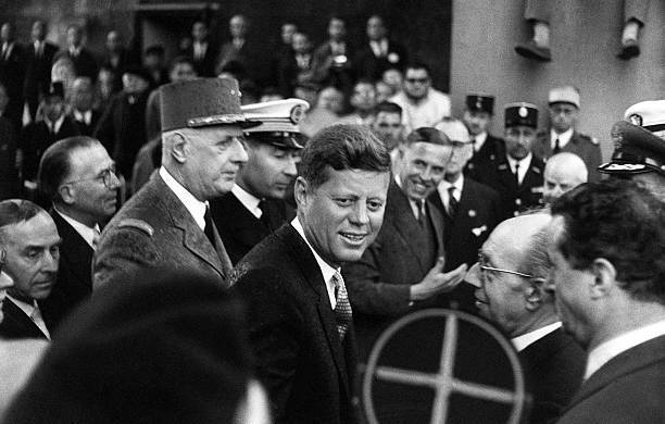 French leader Charles de Gaulle & John F Kennedy 1961 OLD PHOTO 1