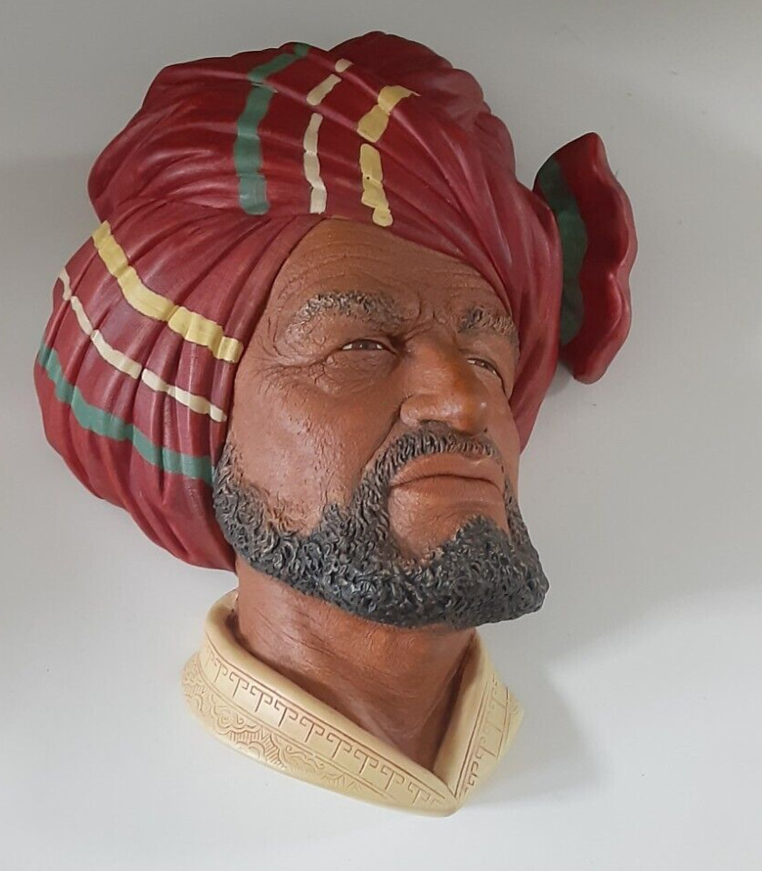 Vintage Bossons Chalkware Head Wall Hanging - “Abdul” Made In England