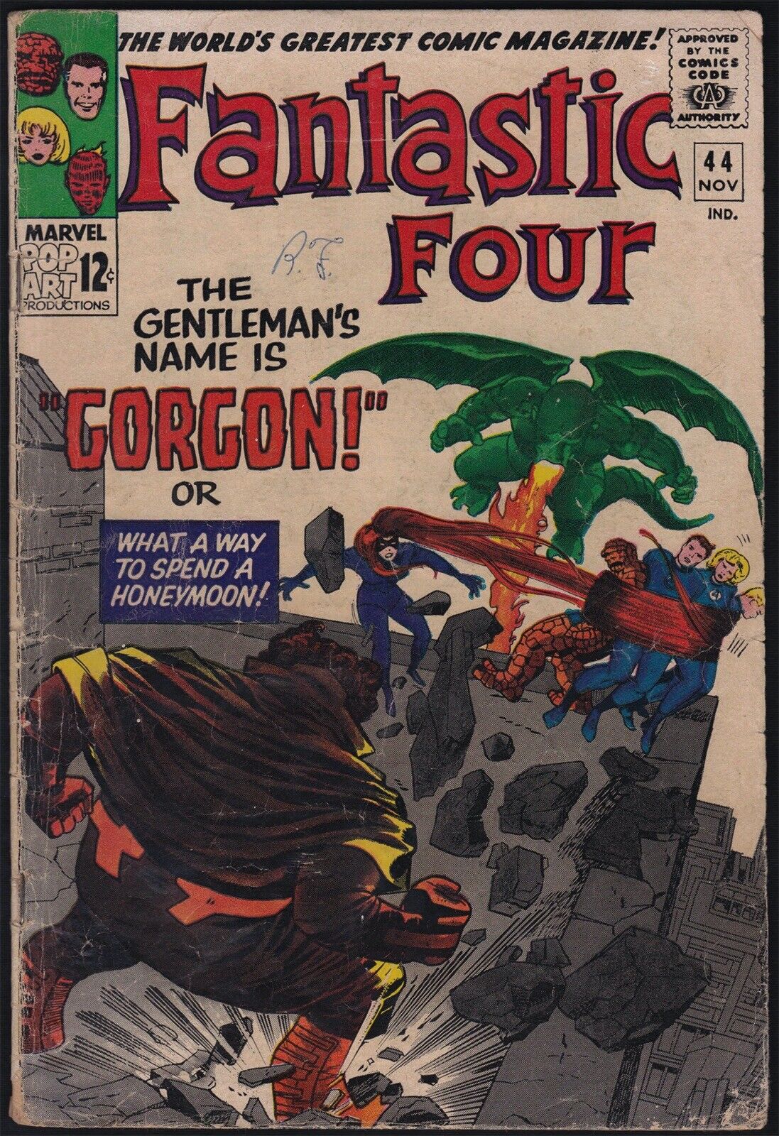 Marvel Comics FANTASTIC FOUR #44 1965 First Appearance of Gorgon VG-/GD