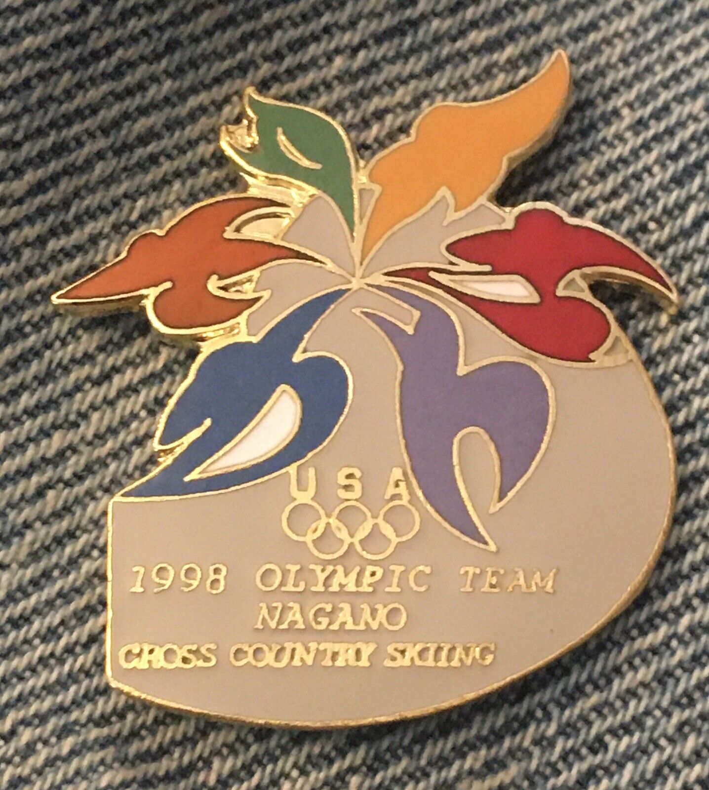 1998 USA Olympic NOC Pin ~ Nagano Winter Games ~ Cross Country Skiing Team