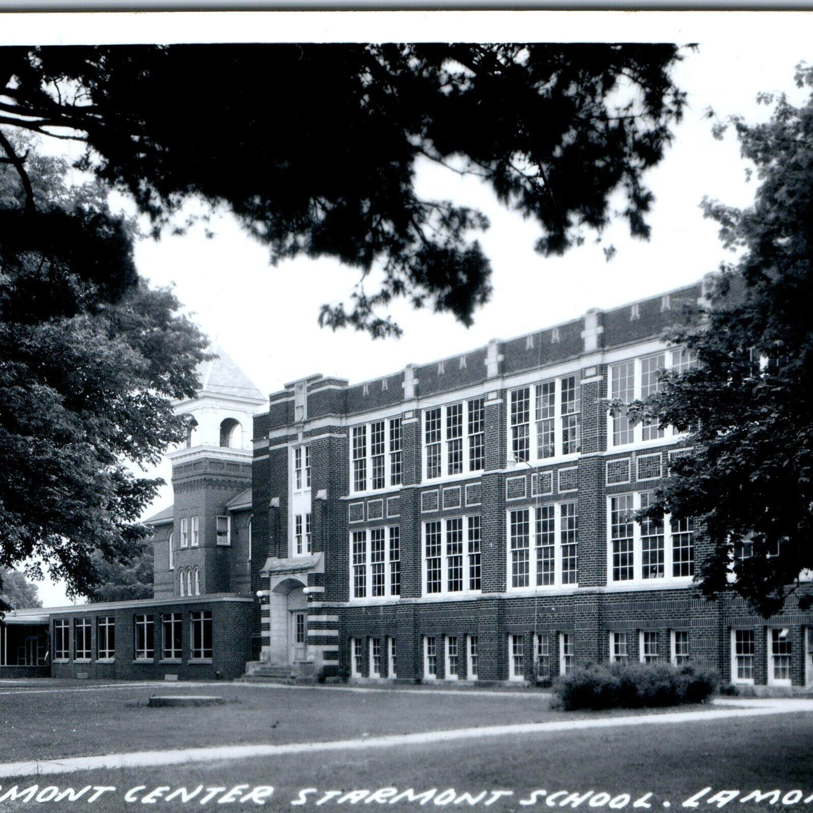 c1950s Lamont, IA RPPC Old Center Starmont School Real Photo Postcard Bell A105