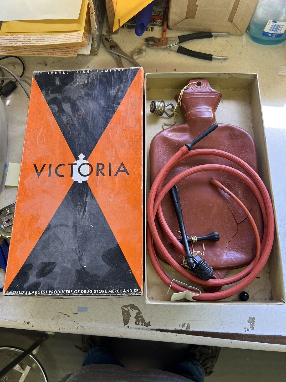 Vintage Victoria Rexall Combination Syringe Parts Repair Box 