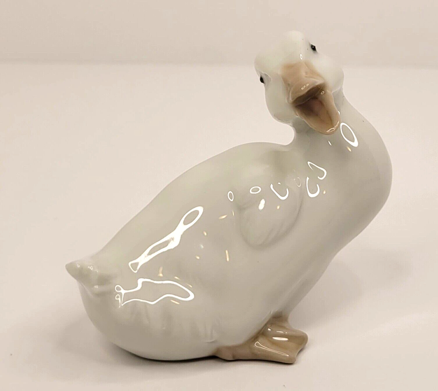 Vintage NAO by Lladro Baby Duck Figurine Porcelain Open Beak Duckling Spain 1982