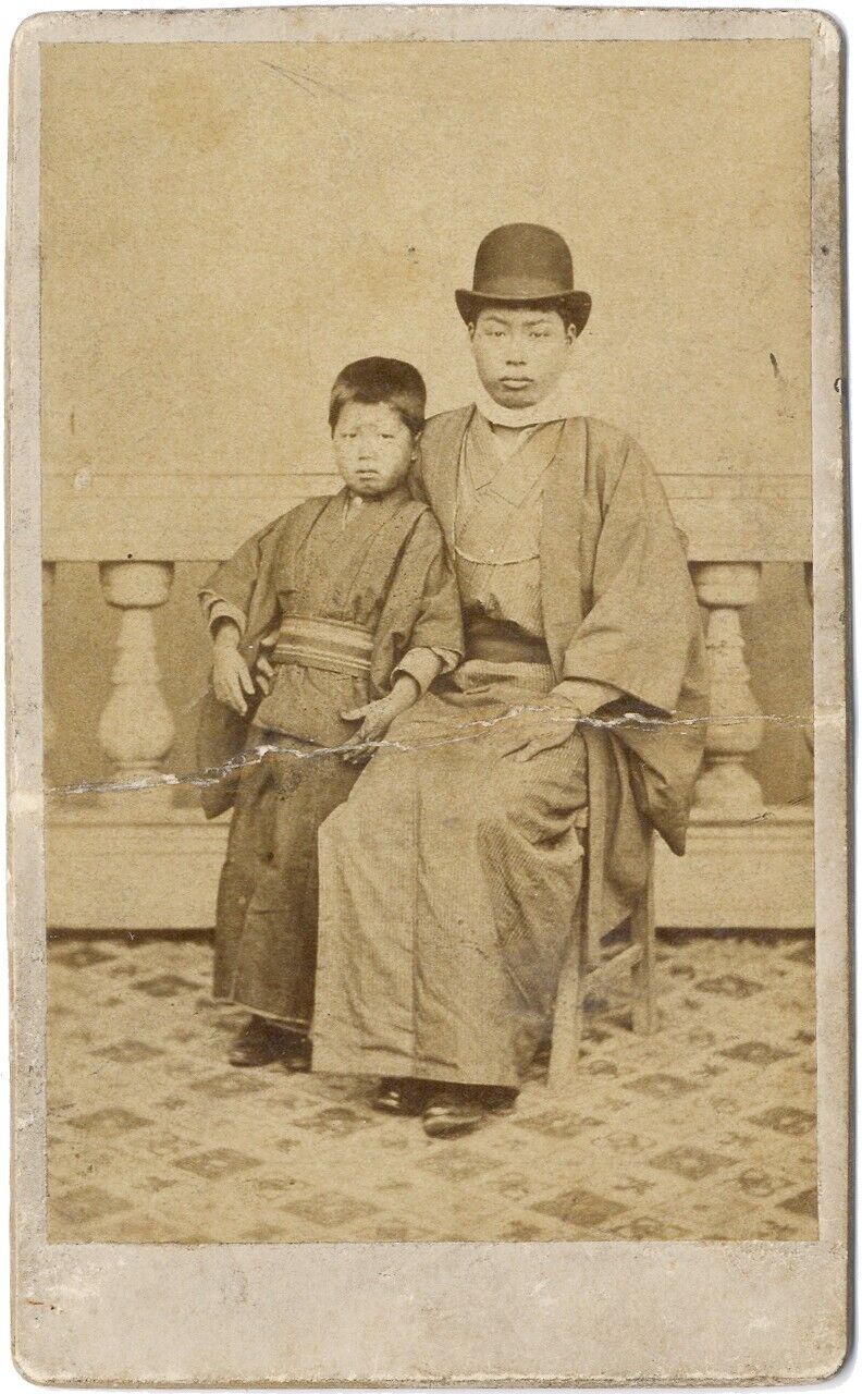 1870s Chinese or Japanese Man & Child California CDV Photo