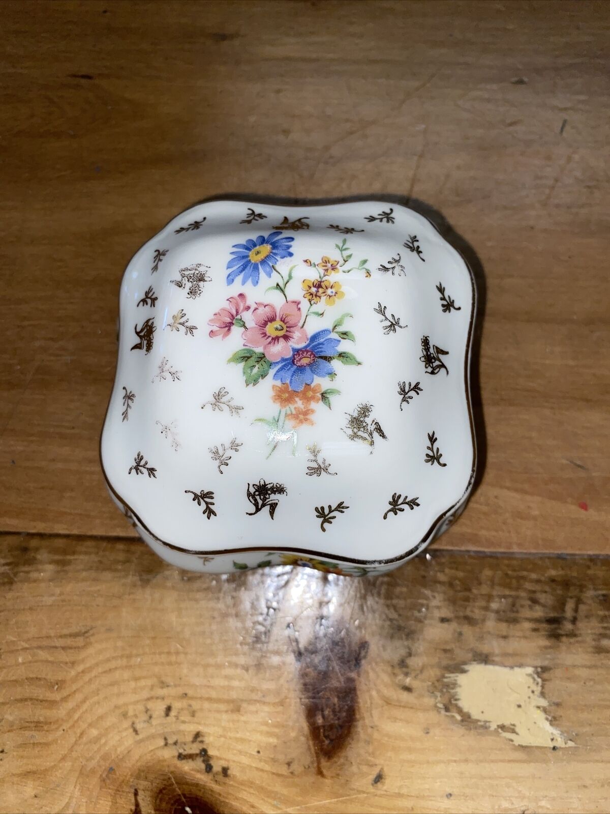 Vintage Limoges France Stamped White  Floral Trinket Box Great Condition