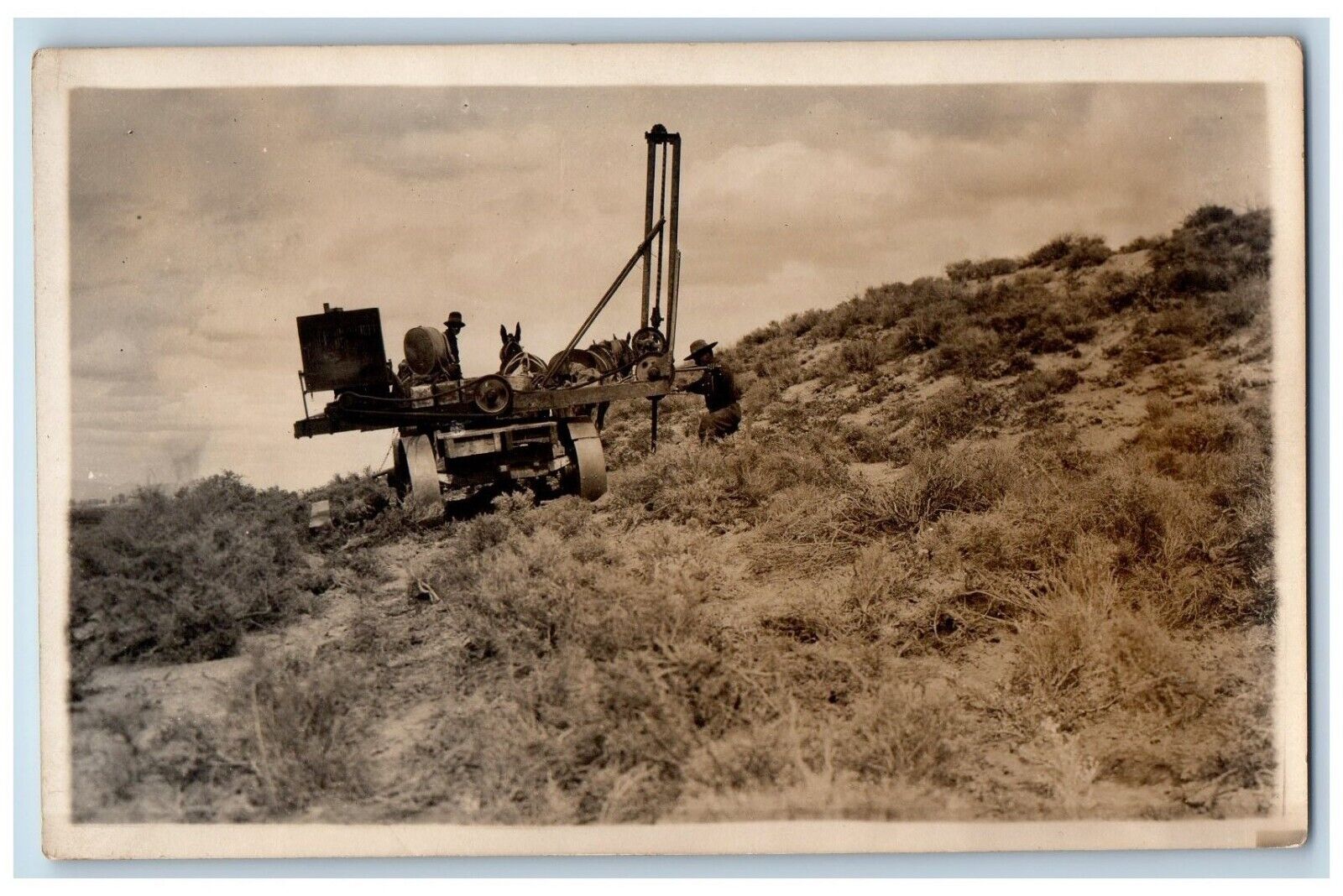 Dwelling Well Postcard RPPC Photo Farming Scene Field c1900's Unposted Antique