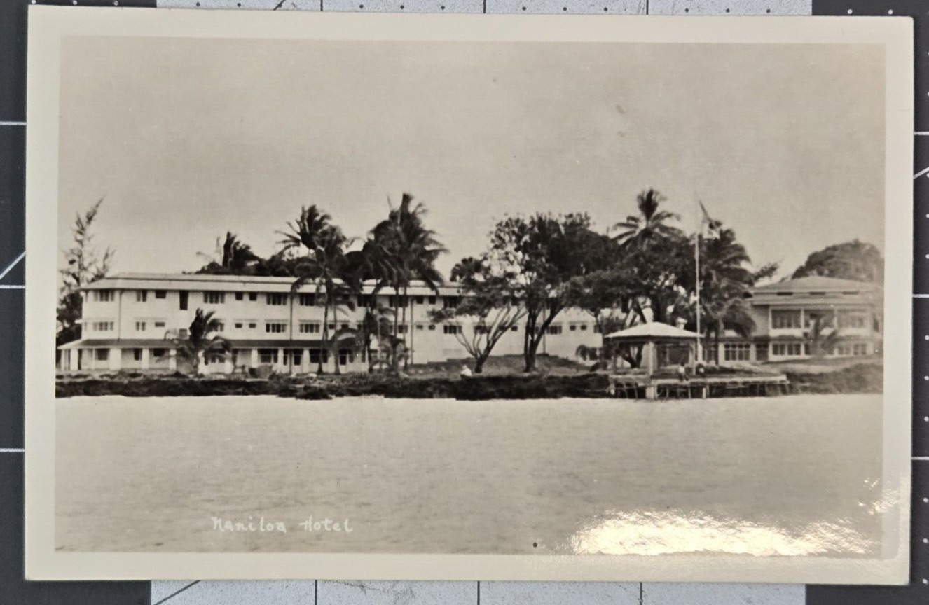 Vintage B&W Naniloa Hilo Hawaii Hotel RPPC Postcard EKC 1939-1950
