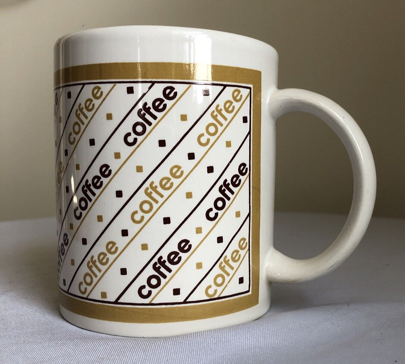 Vintage 1970s Finest Ceramics Striped Coffee Mug Cup Retro 8oz