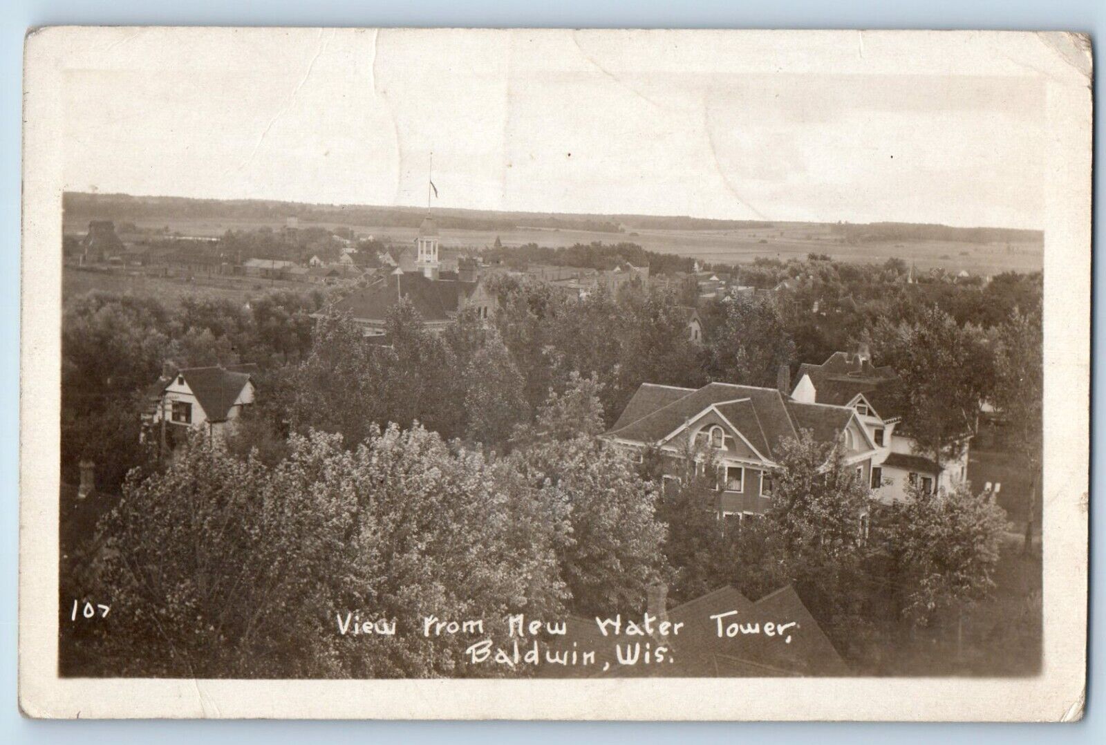 Baldwin Minnesota MN Postcard RPPC Photo View From New Water Tower c1910's
