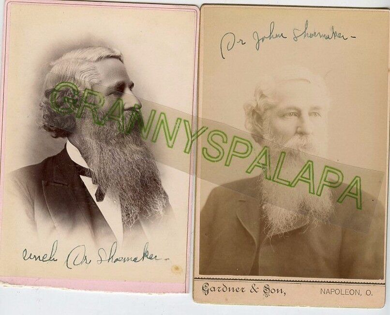 Antique Cabinet Photo's-SHOEMAKER Family, Dr John, Napoleon,Ohio-Man,Long Beard 