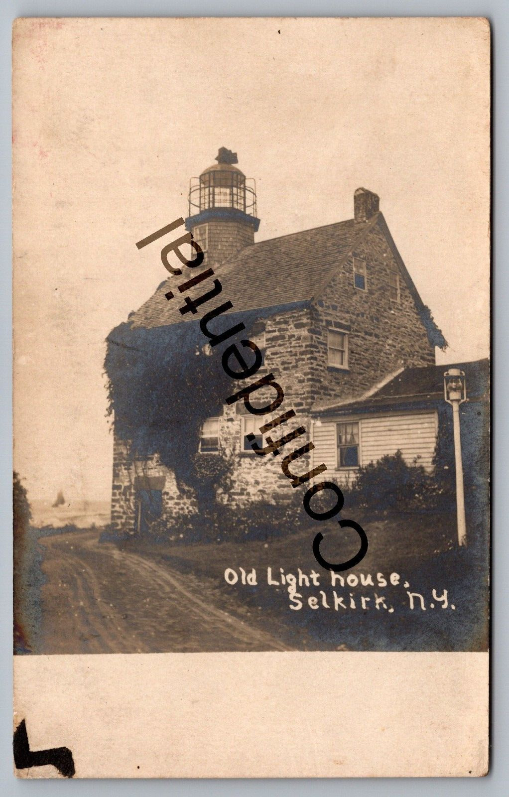 Real Photo Old Stone Lighthouse At Selkirk New York Bethlehem NY RP RPPC D100