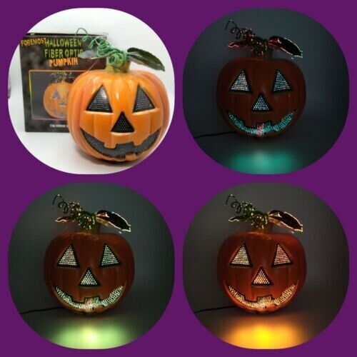 Vintage Halloween Fiber Optic Pumpkin Lighted Color Changing 8\