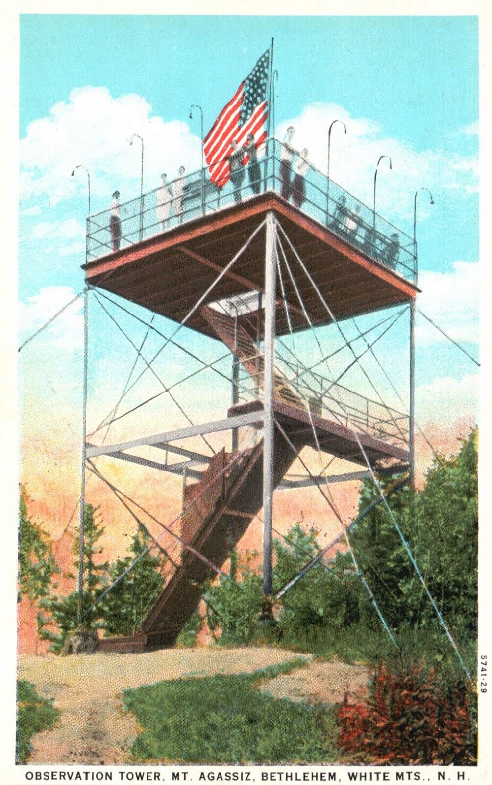 Postcard NH Bethlehem Mt Agassiz Observation Tower WB Vintage PC G8826
