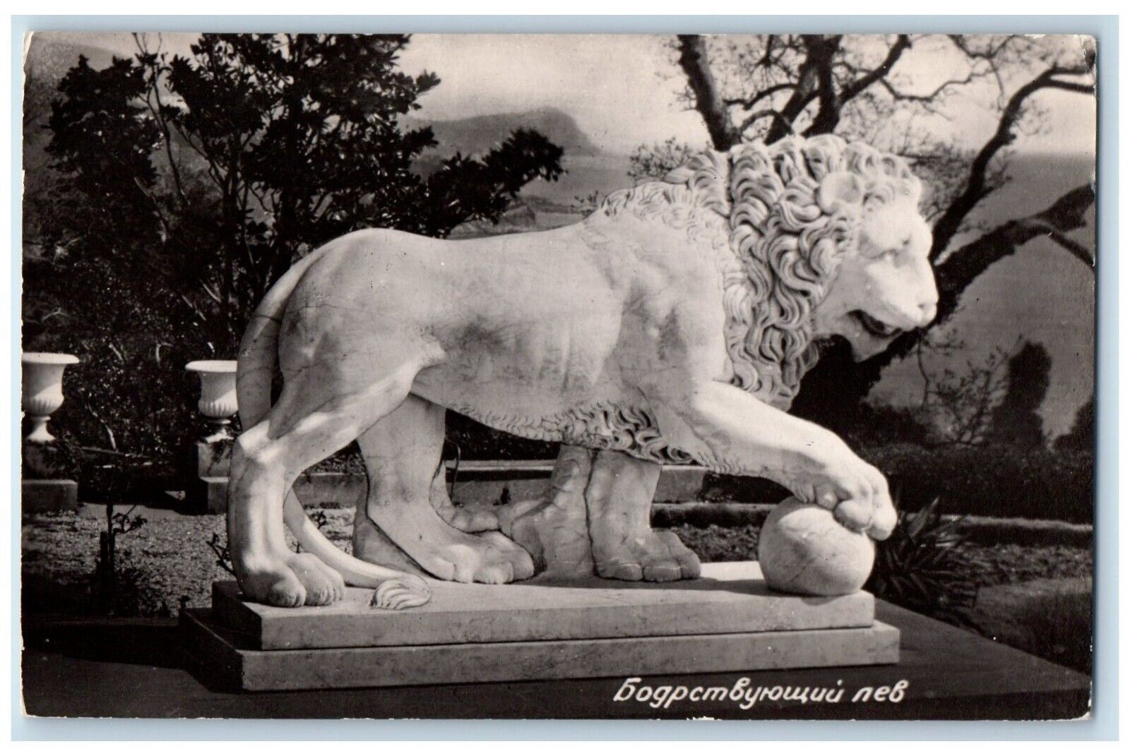 1961 USSR Russia Soviet Union Lion Statue Teaneck NJ RPPC Photo Vintage Postcard