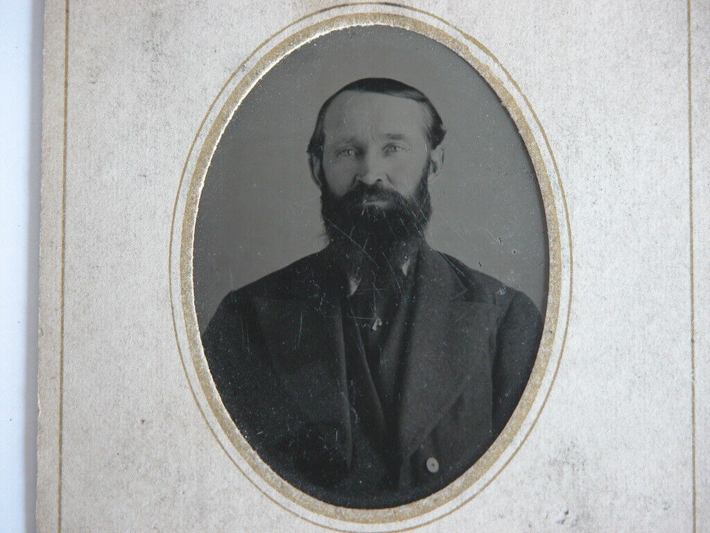 Antique 1870s Tintype Victorian Wild West Portrait Man American Frontier