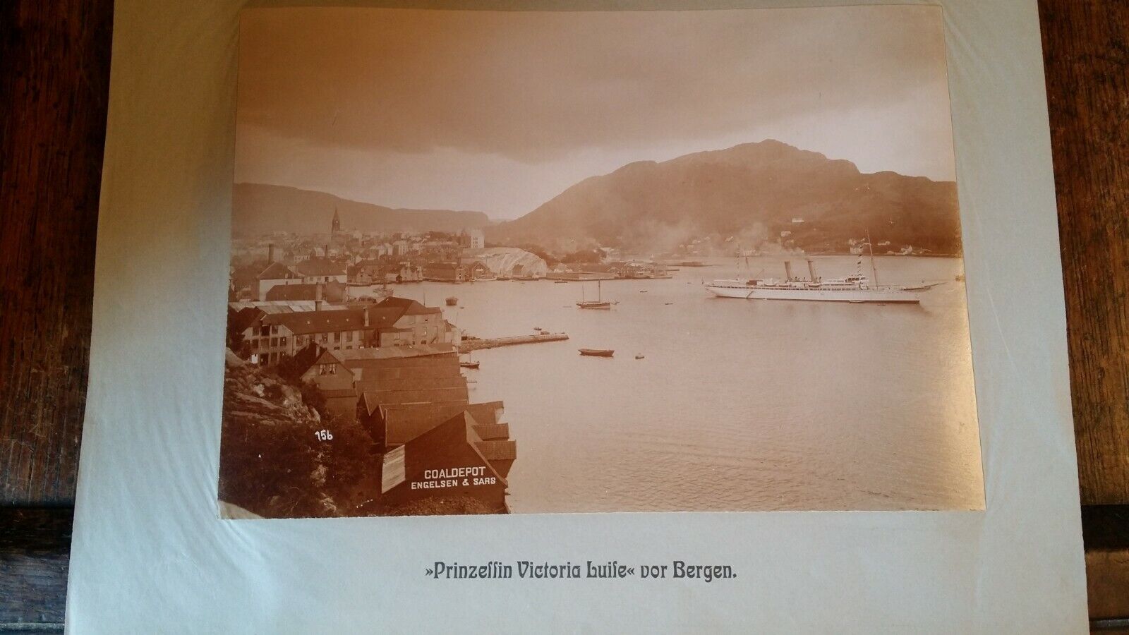 1905 ANTIQUE ALBUMEN PHOTOGRAPH - SS PRINCESS VICTORIA LUISE - BERGEN NORWAY