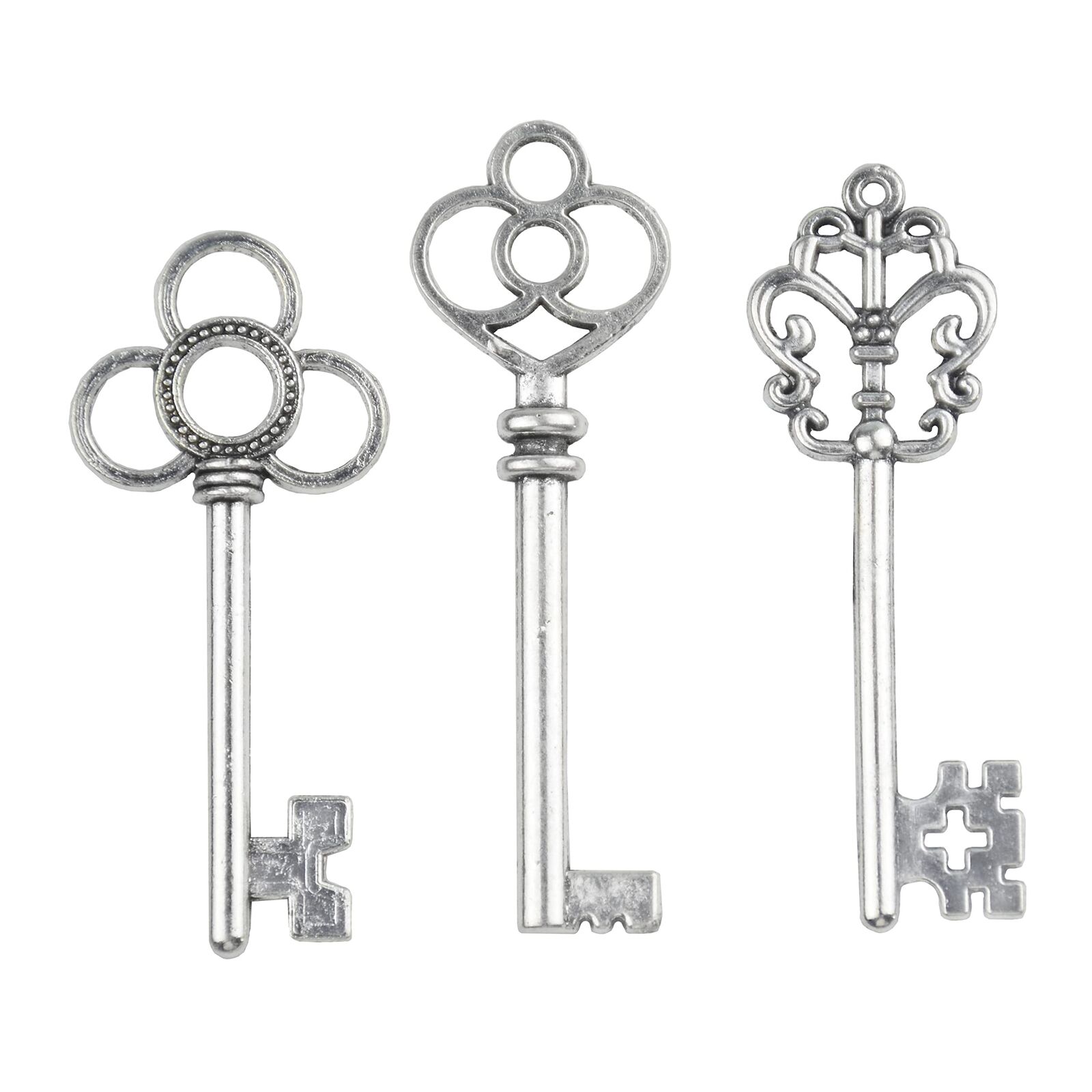 Mixed Set of 30 Large Skeleton Keys in Antique Silver - Set of 30 Keys