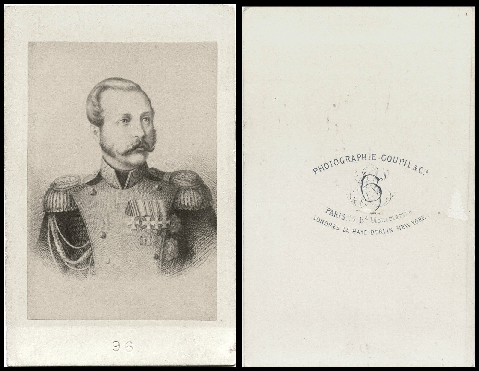 TSAR ALEXANDER II OF RUSSIA  circa 1870s CDV PHOTO PUBLISHED BY GOUPIL, PARIS