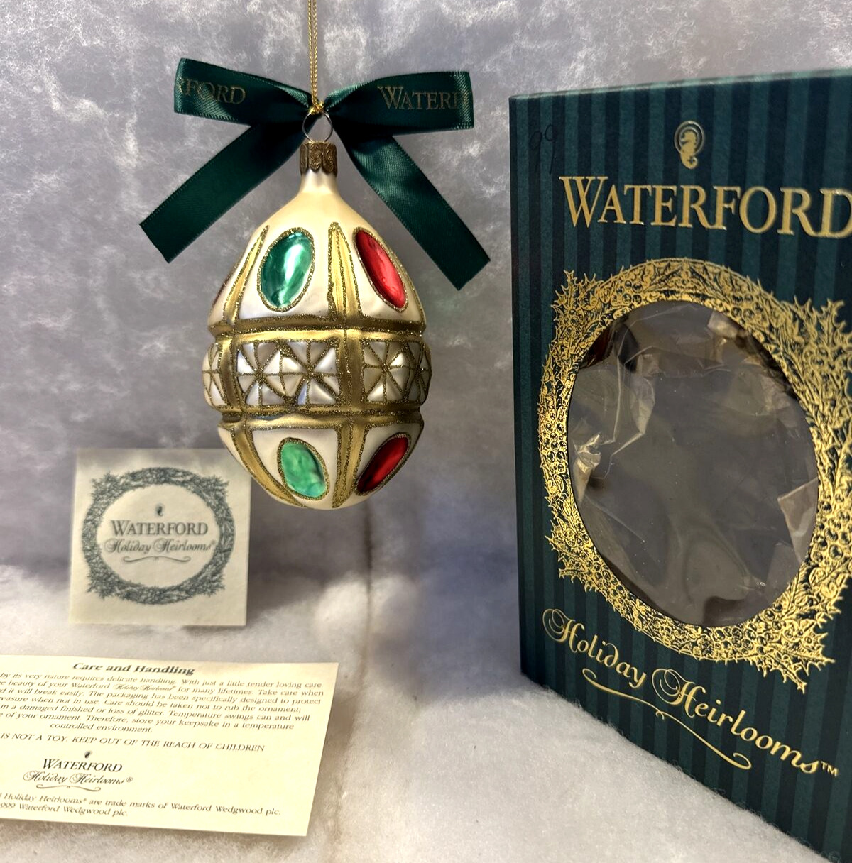 Vintage Waterford Holiday Egg Ornament 4.5\