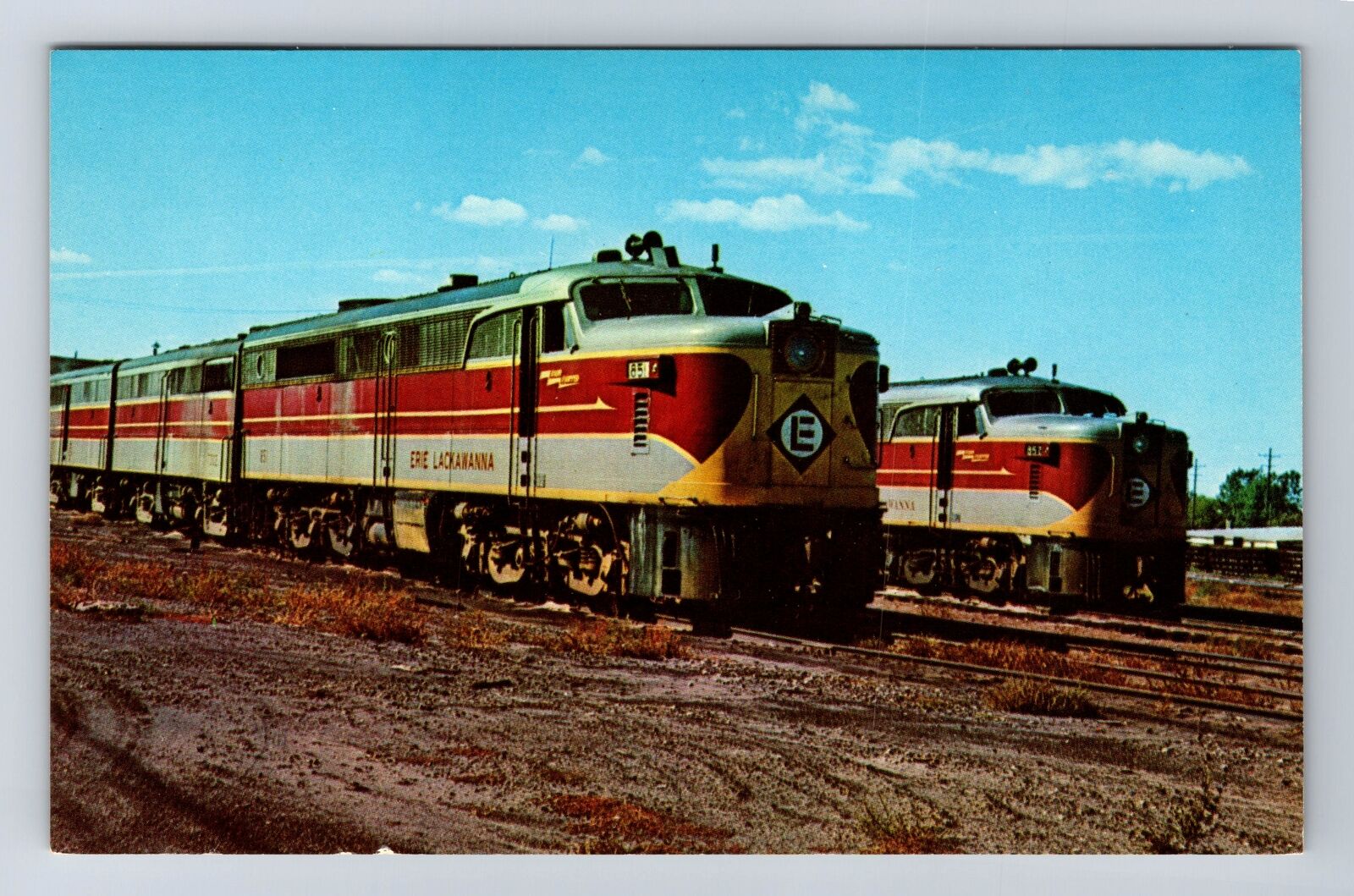 Marion OH-Ohio, Pair of Alco PA\'s Erie Lackawanna 851, Vintage Postcard