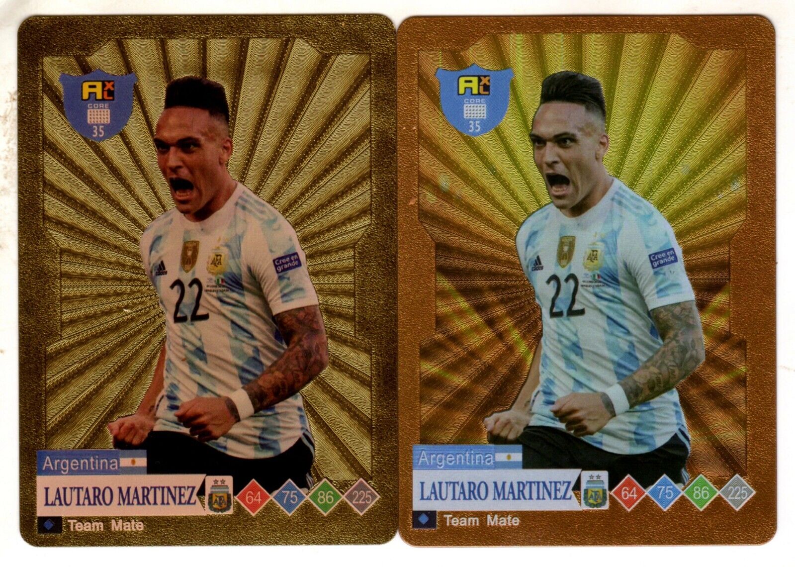 WORLD FOOTBALL STARS GOLD & MULTICOLOR - LOT OF 2 CARDS TO CHOOSE FROM