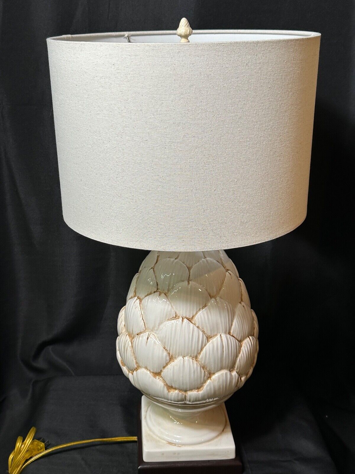 Vintage Large Ceramic Artichoke Table Lamp - Unique Home Cottage Decor Lighting